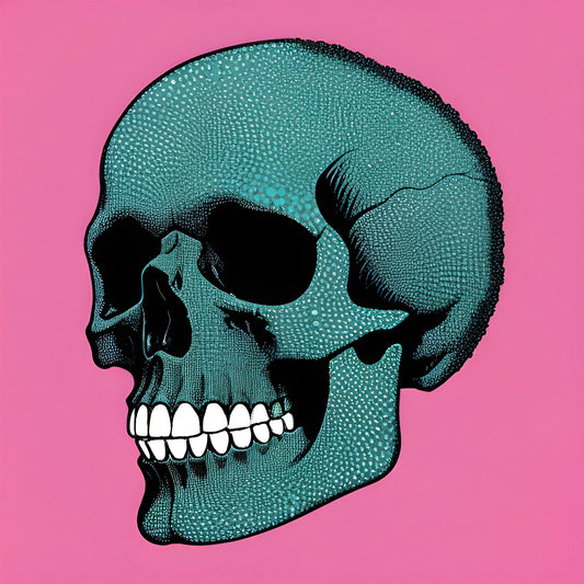 The Stippled Skeleton In Teal and Pink Pop