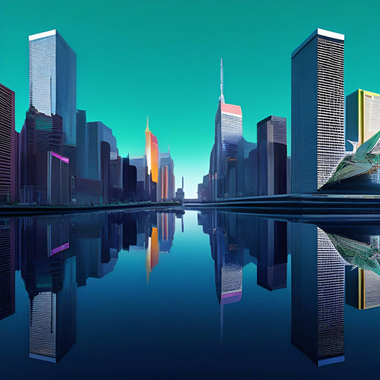 Abstract City with Reflection on Water